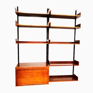 Walnut Wall Unit attributed to Gianfranco Frattini, 1970s, Set of 12