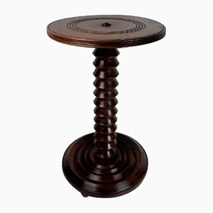 Table d'Appoint Pressoir Brutaliste en Bois Tourné par Charles Dudouyt, France, 1940s