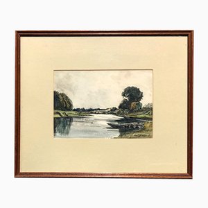 Alexis Eugene Guigné, Landscape, 19th Century, Watercolor on Paper