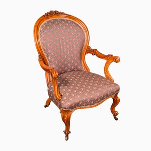 Silla con forma de codo inglesa victoriana temprana de nogal, década de 1840