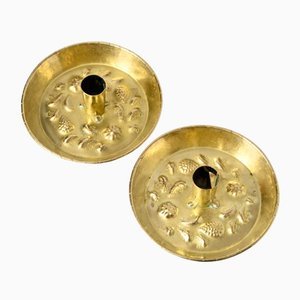 Schwedische handgefertigte Kerzenhalter aus Messing, 2er Set