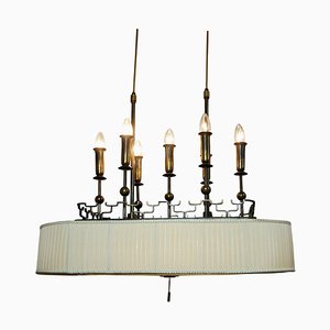 Lustre Billard ou Snooker Art Déco en Laiton et Verre, 1950s