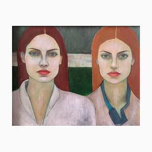 Christopher Barrow, Avery et Hazel, Peinture à l'Huile, 2024