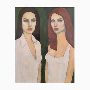 Christopher Barrow, Aria et Esme, Peinture à l'Huile, 2024