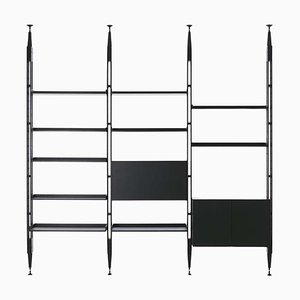 Modular Bookcase in Black Stained Ask by Franco Albini for Cassina