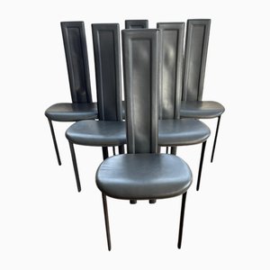Dining Chairs in Dark Gray Leather from Cattelan Italia, Set of 6