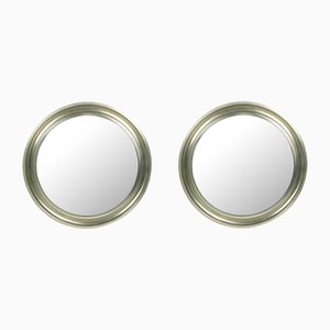 Miroirs en Laiton Plaqué Nickel et Métal Noir par Sergio Mazza pour Artemide, 1970s, Set de 2