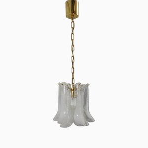 Lampada Petal in cristallo di Murano e vetro bianco, Italia, anni '90