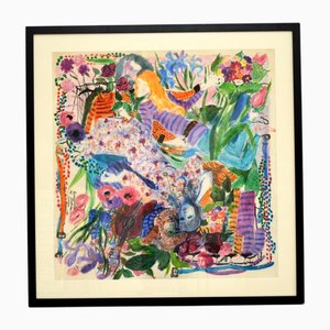 Bettina, amantes de los hippies, 1973, acuarela grande