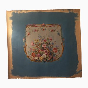 Studie für Wandteppich im Louis XVI-Stil mit Blumenstrauß und Lyra, 1890er, Gouache