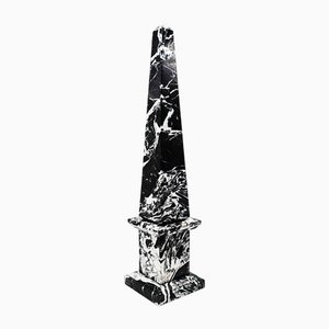 Large Hand-Carved Obelisk in Black Marble of Aquitaine, Italy, 1970s