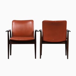 Chaise Diplomat 209 en Acajou et Cuir Marron par Finn Juhl pour Cado, 1960s