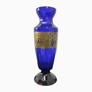 Blaue Vintage Vase aus italienischem Kristallglas, 1940er