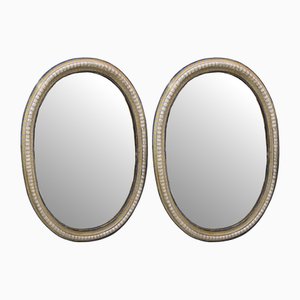 Florentine Mirrors in Polychrome Wood, Blue and Yellow, Set of 2