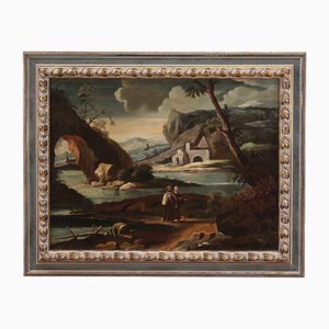 Italian Artist, Landscape with Characters, 1750, Oil on Canvas