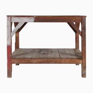 French Industrial Console Table in Wood, 1920s