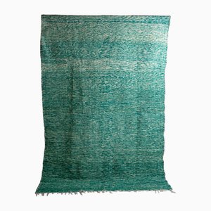 Tapis Berbère Vintage Folk Art en Laine Vert Jade Délavé, 1970s