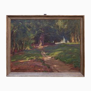 Wilhelm Feldmann, Paesaggio forestale inondato di sole, 1900, Dipinto ad olio
