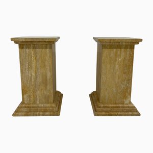 Colonne Art Déco in travertino, anni '40, set di 2