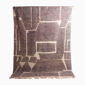 Vintage Plushy Wool Folk Art Berber Rug in with Abstract Patterns, 1970s