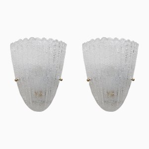 Moderne italienische Mid-Century Wandleuchten aus Muranoglas im Stil von Barovier, 1960, 2er Set