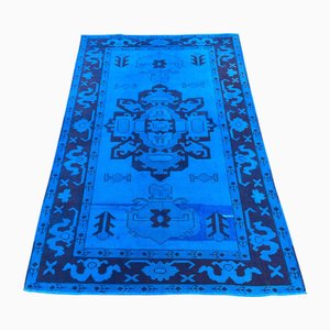 Tappeto Oushak blu fatto a mano, anni '80