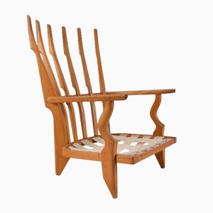 Fauteuil Grand Repos en Chêne par Guillerme & Chambron pour Guillerme Et Chambron, 1960s