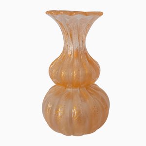 Petit Vase en Verre de Murano avec Décoration Feuille d'Or par Barovier and Toso, 1970s