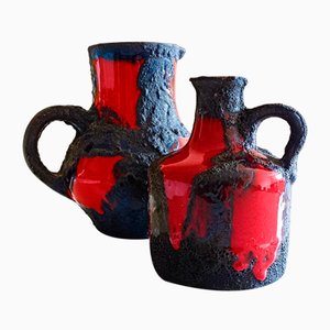 Vintage Fat Lava Decor Ceramic Jugs from Marei, West Germany, 1960s, Set of 2