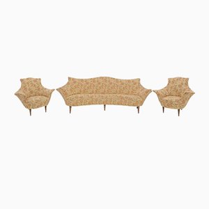 Mid-Century Modern Italian Sofa and Two Armchairs, 1950s, Set of 3