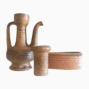 Set de Céramique Faite Main Style Wabi-Sabi Mid-Century par Marius Van Woerden, Pays-Bas, 1960s, Set de 3