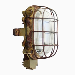 French Industrial Cast Iron and Clear Glass Wall Lamp from Mapelec Amiens
