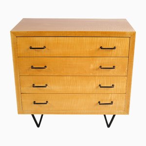 Curly Maple Chest of Drawers, France, 1960s