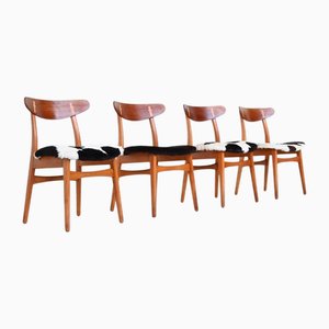 Model Ch30 Dining Chairs in Cowskin attributed to Hans J. Wegner for Carl Hansen & Søn, Denmark, 1952, Set of 4