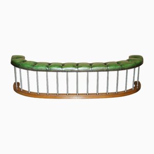 Victorian Chesterfield Demi Lune Fireplace Club Fender in Leather