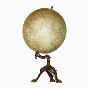 Globe Terrestre Lithographie en Fonte de J. Lebegue & Cie Paris, 1880s