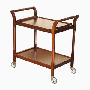 Table Chariot Mid-Century Moderne en Bois Dur avec Plateau Amovible, 1970s