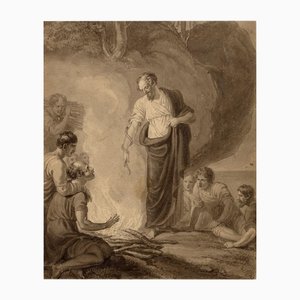 Richard Westall RA, St. Paul und die Viper, 1806, Original Aquarell