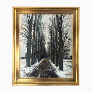 Winter Pathway, Oil Painting, Framed