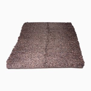 Vintage Leather and Hide Rug with Mosaic Texture in Brown Tones