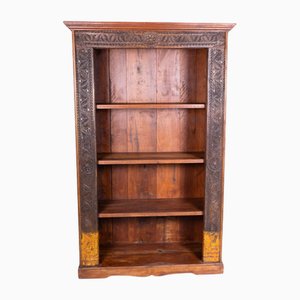 Librería de la India de madera de teca con tallados decorativos