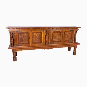 Wooden Sideboard with Decorative Carvings