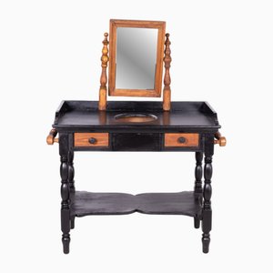 Vintage Vanity Table with Mirror in Walnut