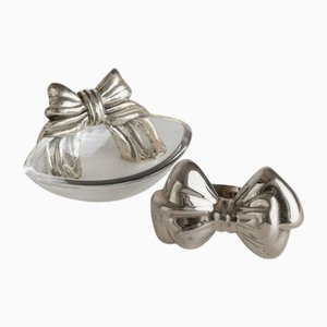 Vintage Bottle Accessories Silver-Plated Bows, Set of 2