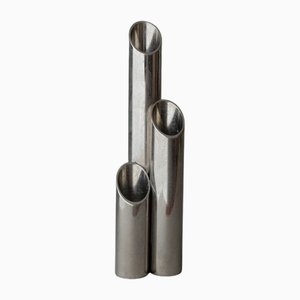Vintage Candleholder for 3 Candles in Stainless Steel, Italy