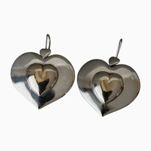 Versilberte Vintage Herz Ohrringe, 2 . Set
