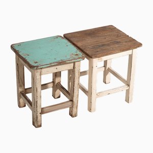 Antique Low Side Tables, 1920s, Set of 2