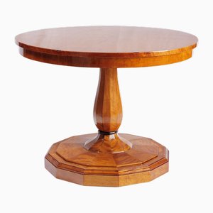 Tavolo da salotto in stile Biedermeier in betulla con intarsio a stella, metà XIX secolo