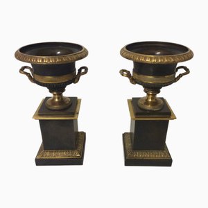 Cassolette in Gilded Chiseled Bronze, 19th Century, Set of 2