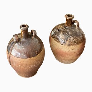 Puglian Glazed Jug Vases, Set of 2
